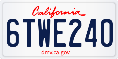 CA license plate 6TWE240