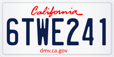 CA license plate 6TWE241