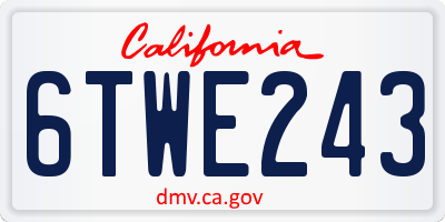 CA license plate 6TWE243