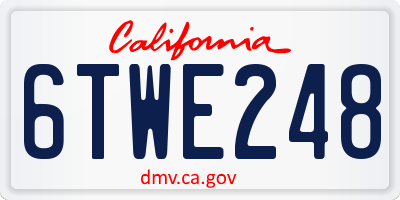 CA license plate 6TWE248