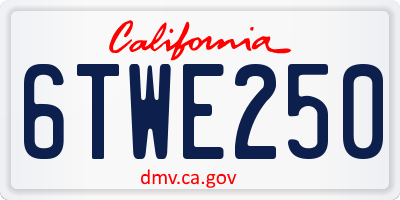 CA license plate 6TWE250