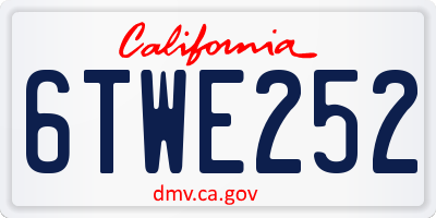 CA license plate 6TWE252