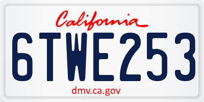 CA license plate 6TWE253