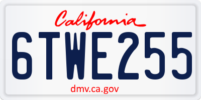 CA license plate 6TWE255