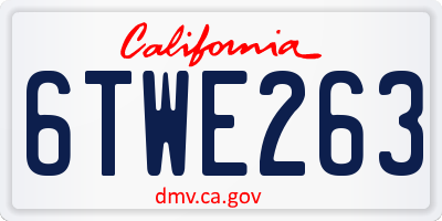 CA license plate 6TWE263