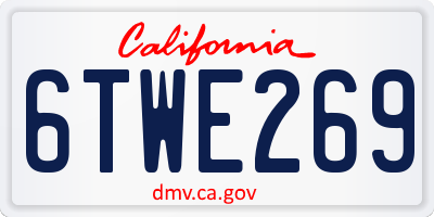 CA license plate 6TWE269