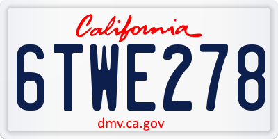 CA license plate 6TWE278