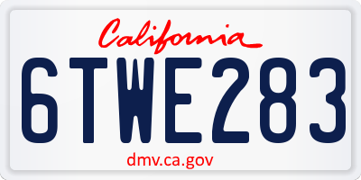 CA license plate 6TWE283