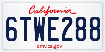CA license plate 6TWE288
