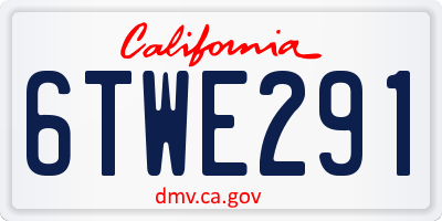 CA license plate 6TWE291