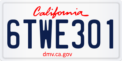 CA license plate 6TWE301