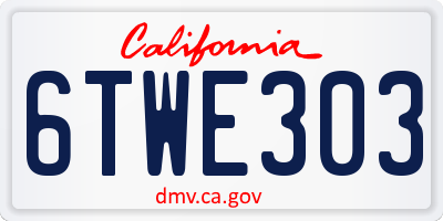 CA license plate 6TWE303