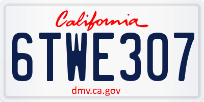 CA license plate 6TWE307