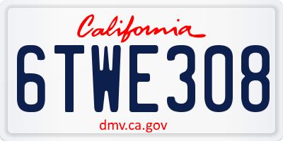 CA license plate 6TWE308