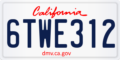 CA license plate 6TWE312