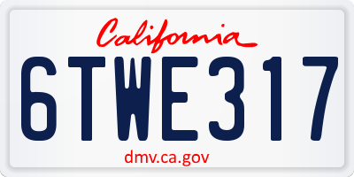 CA license plate 6TWE317