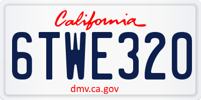 CA license plate 6TWE320