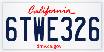 CA license plate 6TWE326