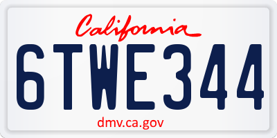 CA license plate 6TWE344