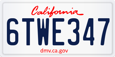 CA license plate 6TWE347
