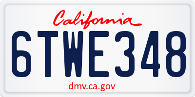 CA license plate 6TWE348