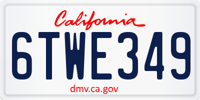CA license plate 6TWE349