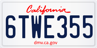 CA license plate 6TWE355