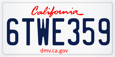 CA license plate 6TWE359