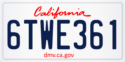 CA license plate 6TWE361