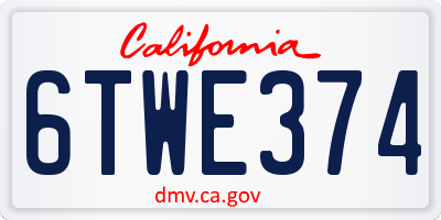 CA license plate 6TWE374