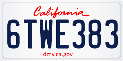 CA license plate 6TWE383
