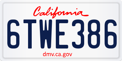 CA license plate 6TWE386