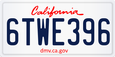 CA license plate 6TWE396
