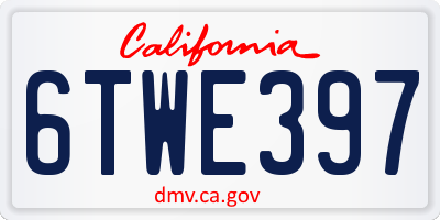 CA license plate 6TWE397