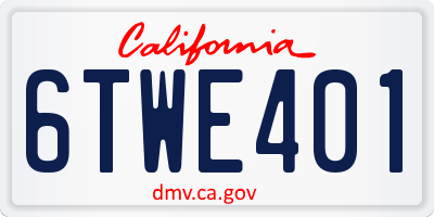 CA license plate 6TWE401
