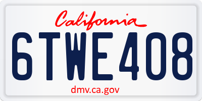 CA license plate 6TWE408