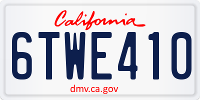 CA license plate 6TWE410