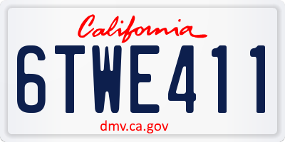 CA license plate 6TWE411