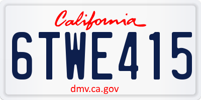 CA license plate 6TWE415