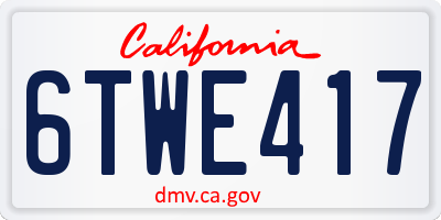 CA license plate 6TWE417