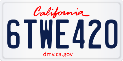 CA license plate 6TWE420