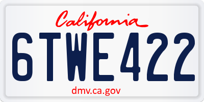 CA license plate 6TWE422