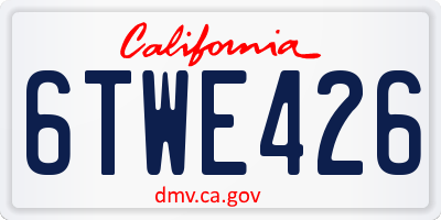 CA license plate 6TWE426