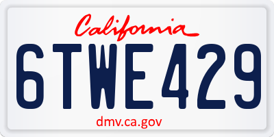 CA license plate 6TWE429