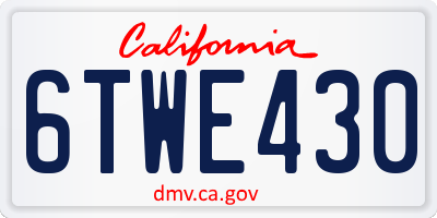 CA license plate 6TWE430