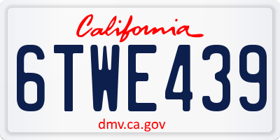 CA license plate 6TWE439