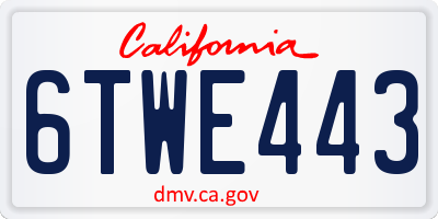 CA license plate 6TWE443