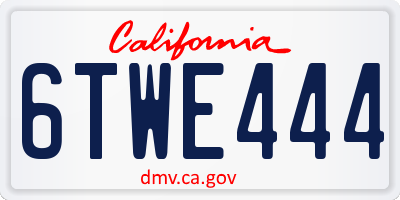 CA license plate 6TWE444