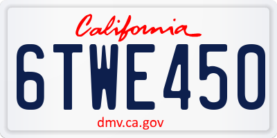 CA license plate 6TWE450