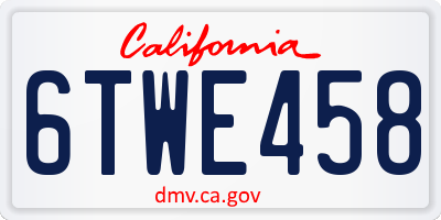 CA license plate 6TWE458